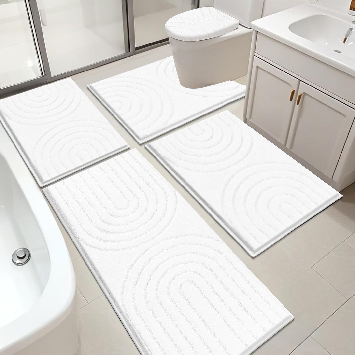 Microfiber Bath Rug Set Non Slip Contour Toilet U Shaped Bathroom Mat
