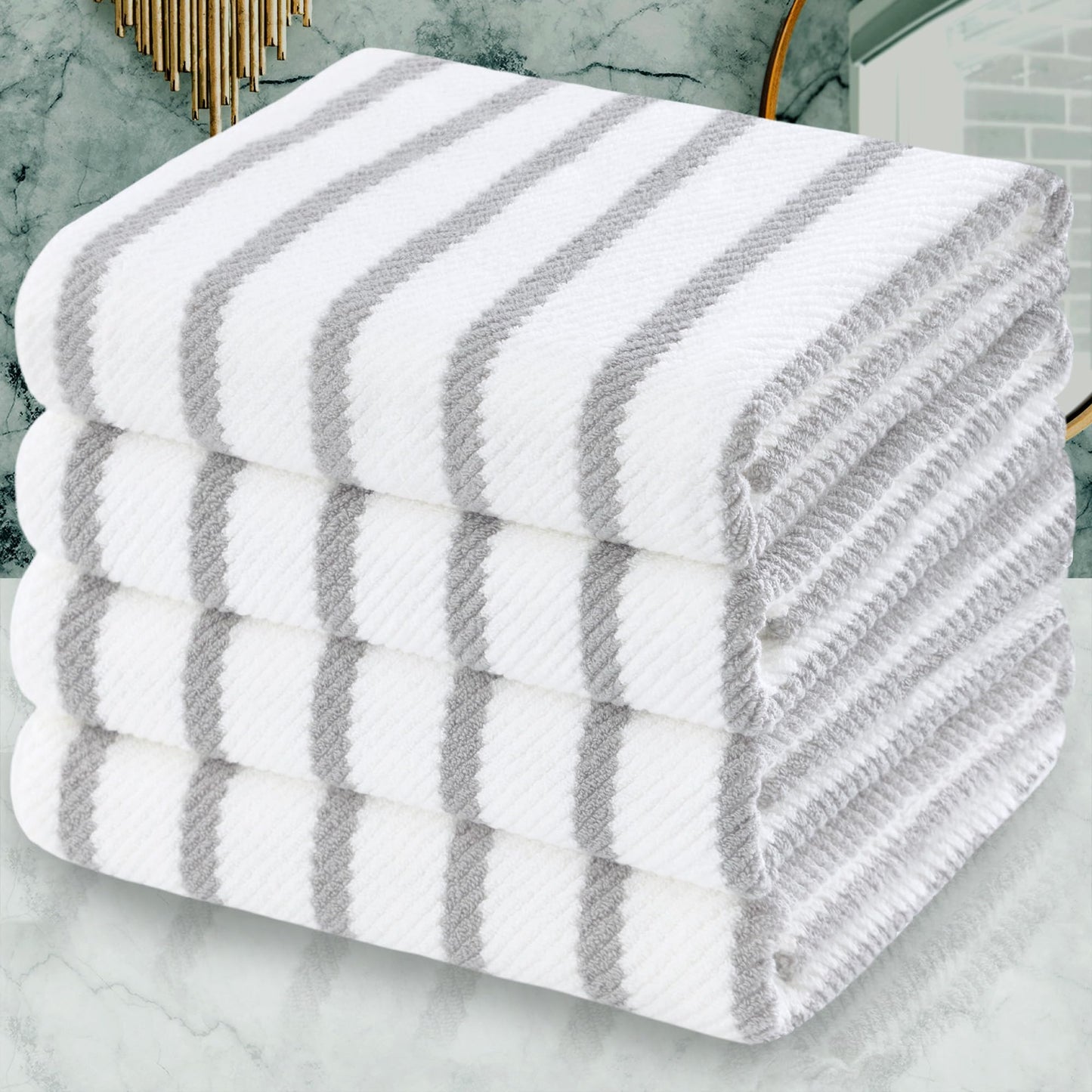 Cotton Bath Towel Set 6 Piece Soft Quick Dry Bathroom Towels Large Gift Set