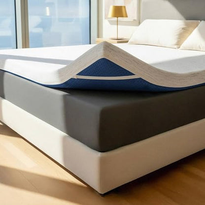 Memory Foam Mattress Topper Ventilated High Density Removable Cover Mattress Pad