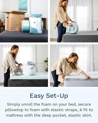 Memory Foam Mattress Topper Pillow Top Dual Layer Cooling Mattress Pad