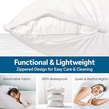 Waterproof Knitted Pillow Protector Zippered Bed Bug Proof Hypoallergenic Pillow Cover