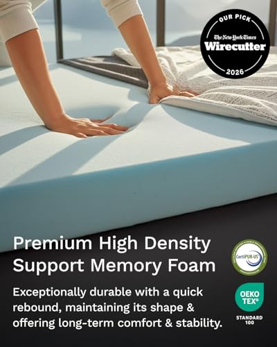 Memory Foam Mattress Topper Ventilated High Density Removable Cover Mattress Pad
