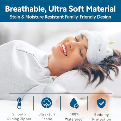 Waterproof Knitted Pillow Protector Zippered Bed Bug Proof Hypoallergenic Pillow Cover
