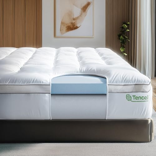 Memory Foam Mattress Topper Pillow Top Dual Layer Cooling Mattress Pad