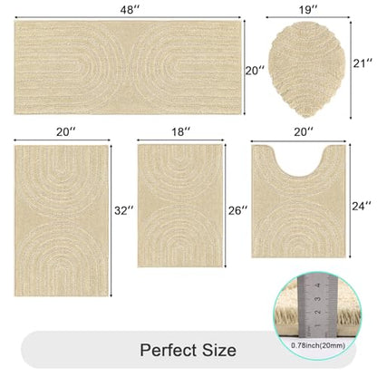 Microfiber Bath Rug Set Non Slip Contour Toilet U Shaped Bathroom Mat