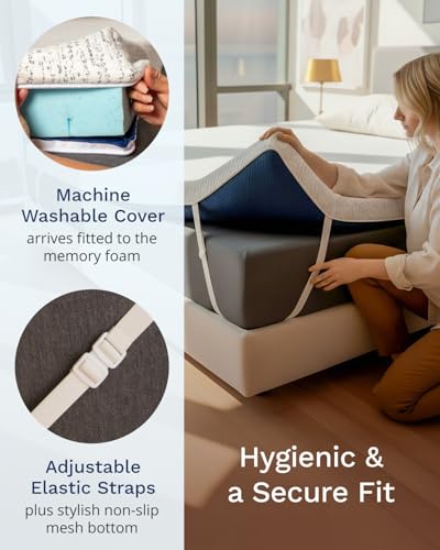 Memory Foam Mattress Topper Ventilated High Density Removable Cover Mattress Pad