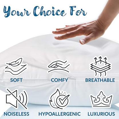 Waterproof Knitted Pillow Protector Zippered Bed Bug Proof Hypoallergenic Pillow Cover