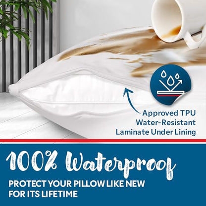 Waterproof Knitted Pillow Protector Zippered Bed Bug Proof Hypoallergenic Pillow Cover