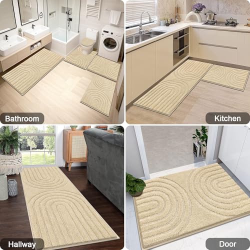 Microfiber Bath Rug Set Non Slip Contour Toilet U Shaped Bathroom Mat