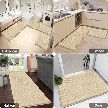 Microfiber Bath Rug Set Non Slip Contour Toilet U Shaped Bathroom Mat