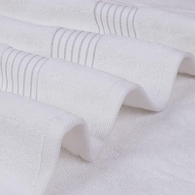 Cotton Bath Towel Set 27x54 Ring Spun Soft Absorbent 12 Pack White