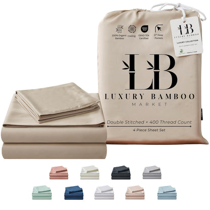 Bamboo Full Sheet Set Cooling Deep Pocket Ultra Soft Bedding
