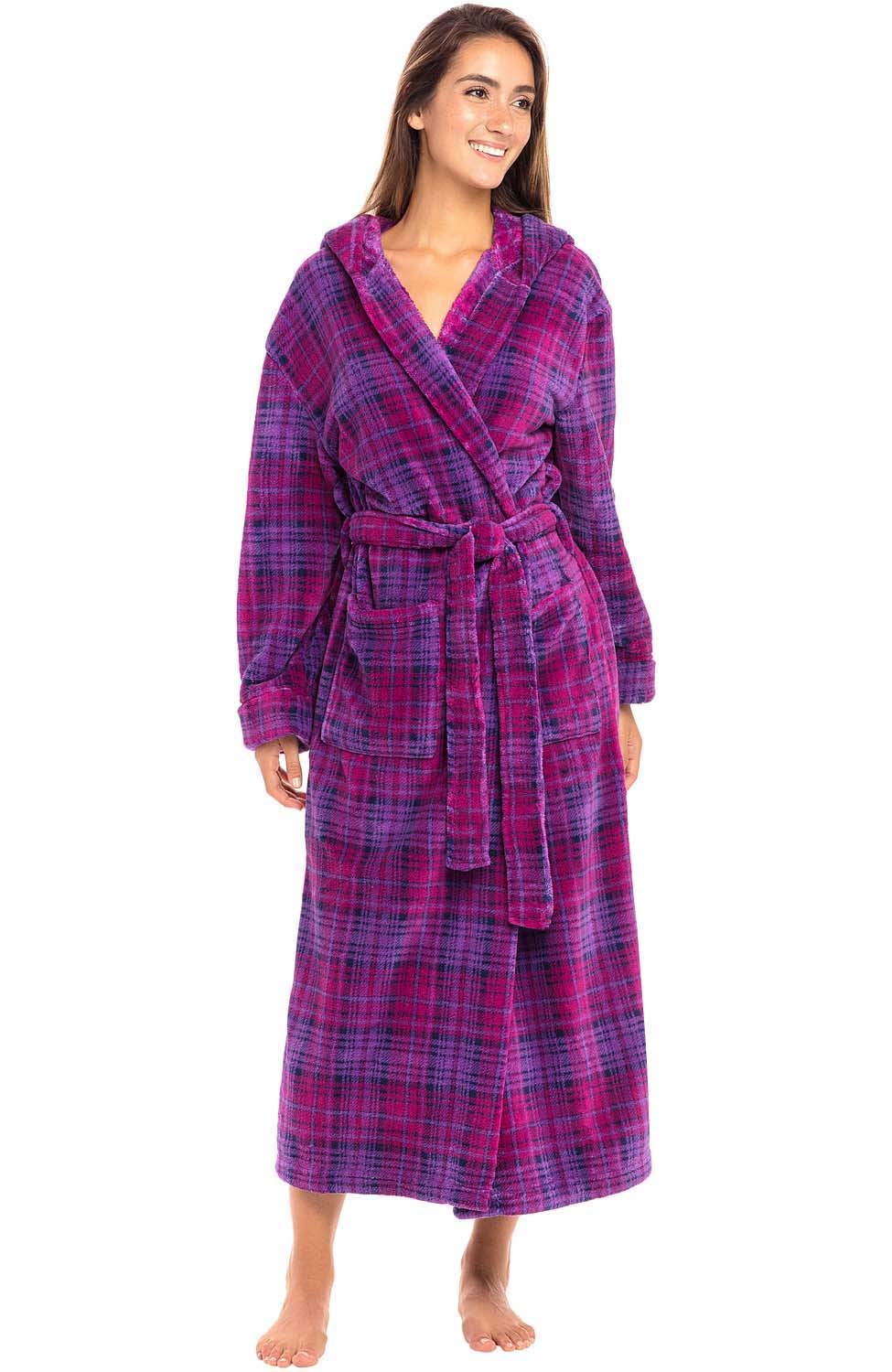 Plush Fleece Hooded Bathrobe Women Long Plus Size Soft Lounge Robe