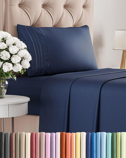 Cooling Sheet Set 4 Piece Ultra Soft Deep Pocket Breathable Bedding