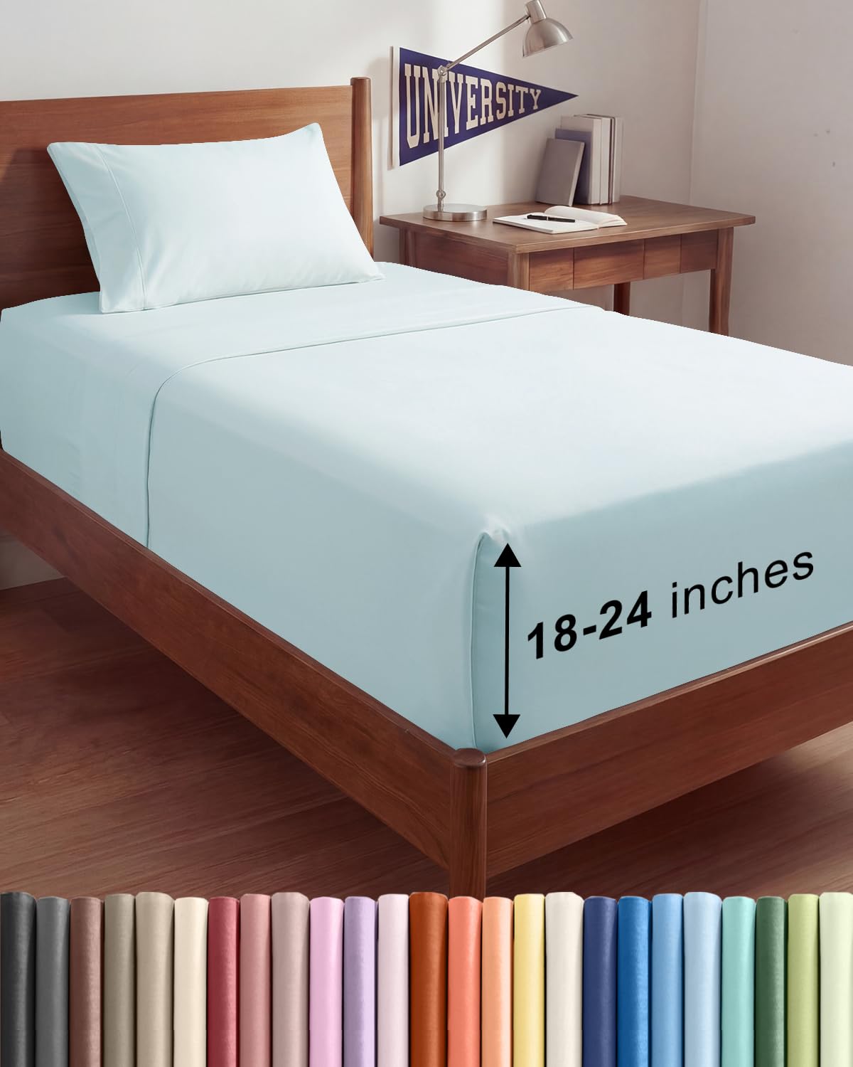 Bamboo Cooling Sheet Set Deep Pocket Breathable Bed Sheets 4 Piece