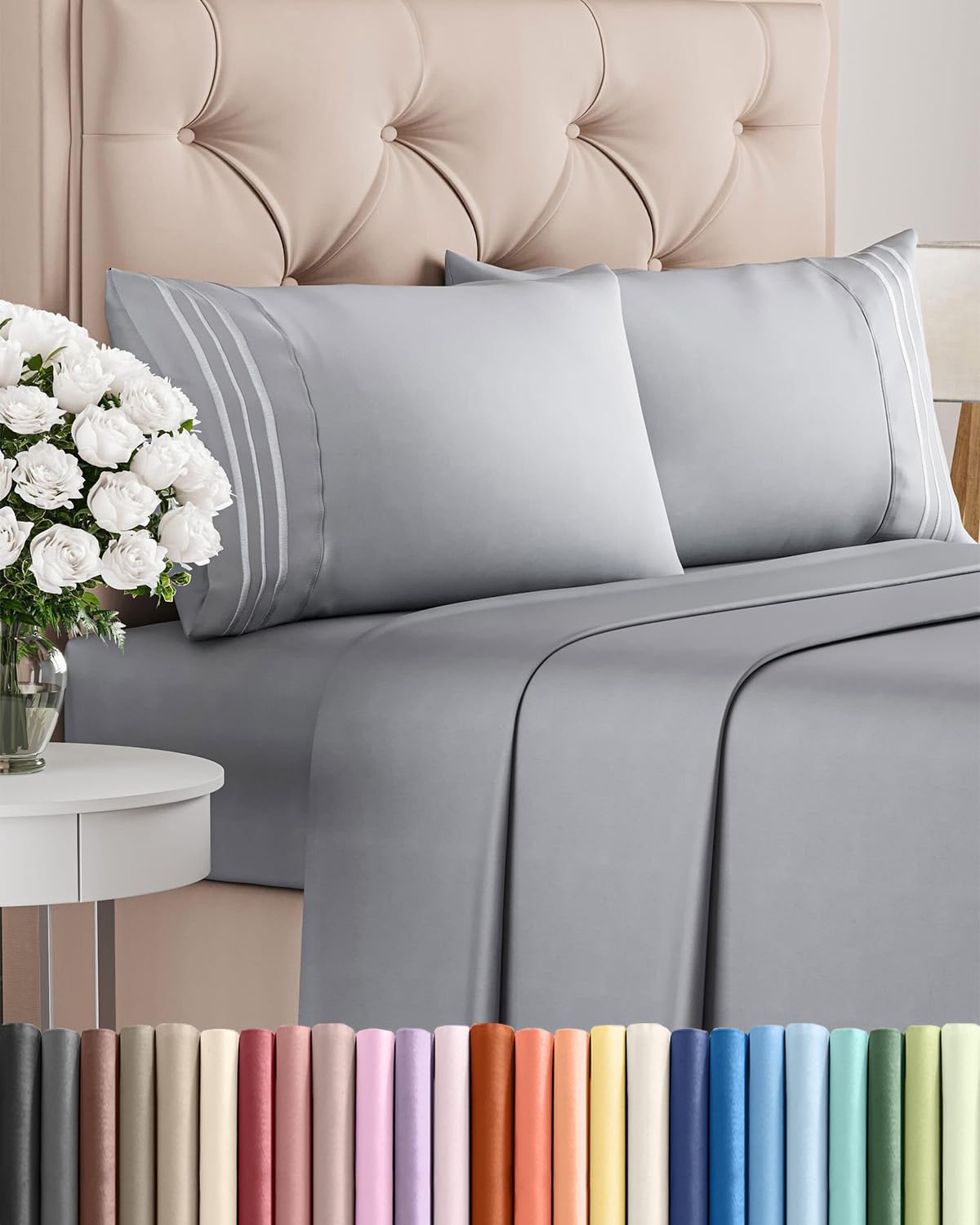 Cooling Sheet Set 4 Piece Ultra Soft Deep Pocket Breathable Bedding
