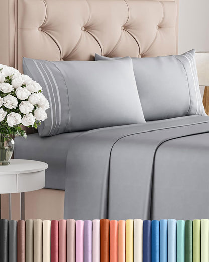 Cooling Sheet Set 4 Piece Ultra Soft Deep Pocket Breathable Bedding