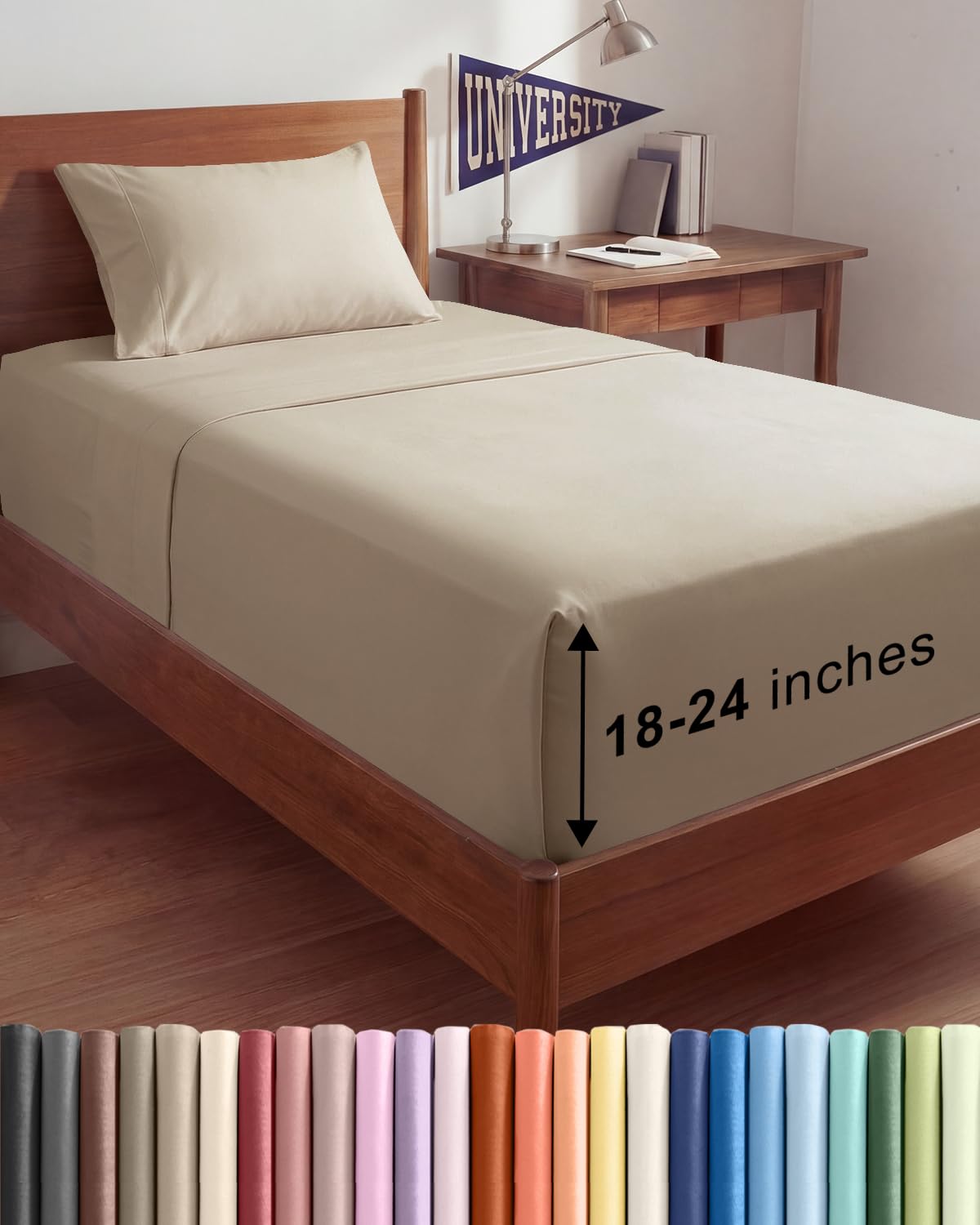 Bamboo Cooling Sheet Set Deep Pocket Breathable Bed Sheets 4 Piece