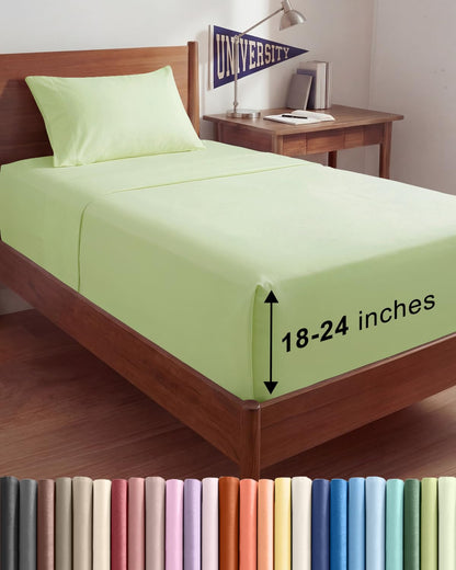 Bamboo Cooling Sheet Set Deep Pocket Breathable Bed Sheets 4 Piece