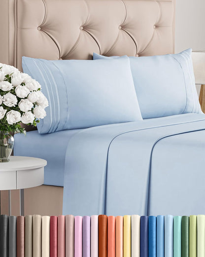 Cooling Sheet Set 4 Piece Ultra Soft Deep Pocket Breathable Bedding