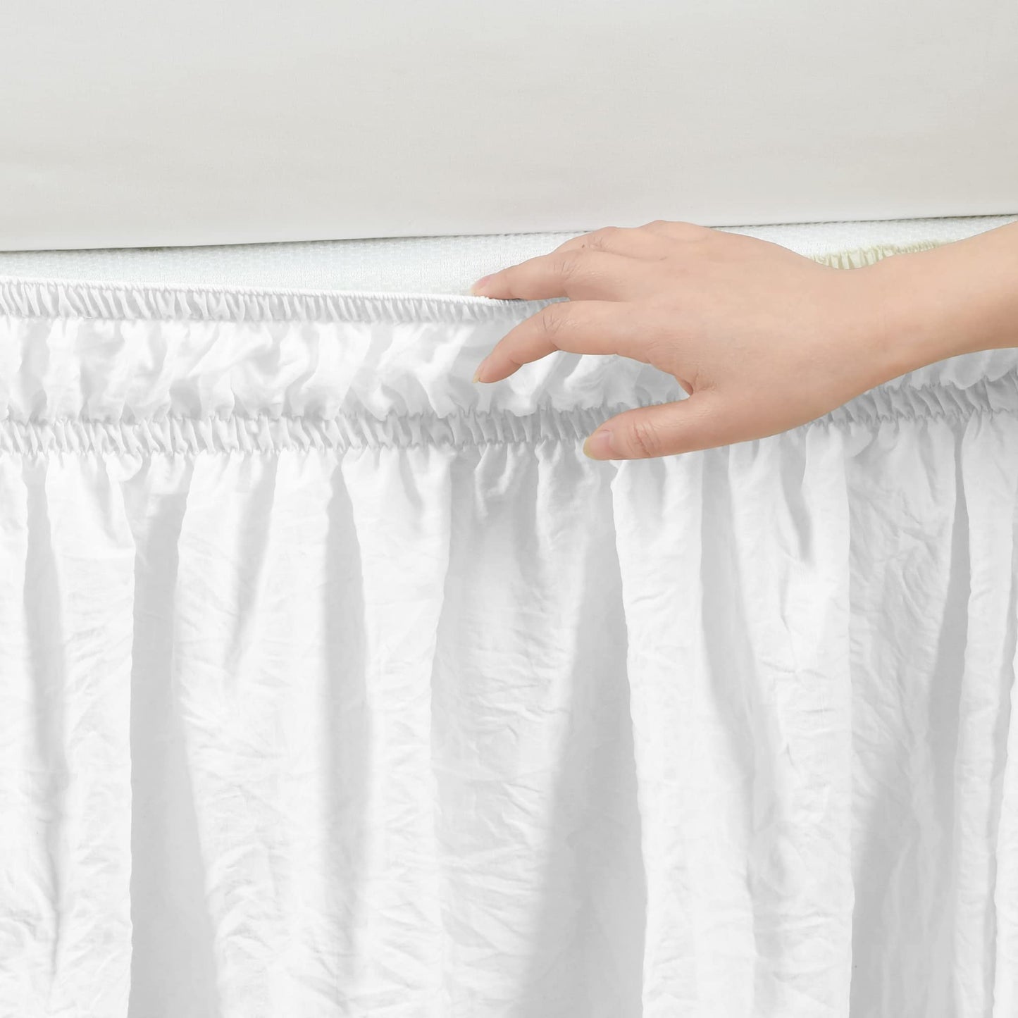 Ruched Ruffle Bed Skirt Elastic Wrap Around Bedding Dust Ruffle