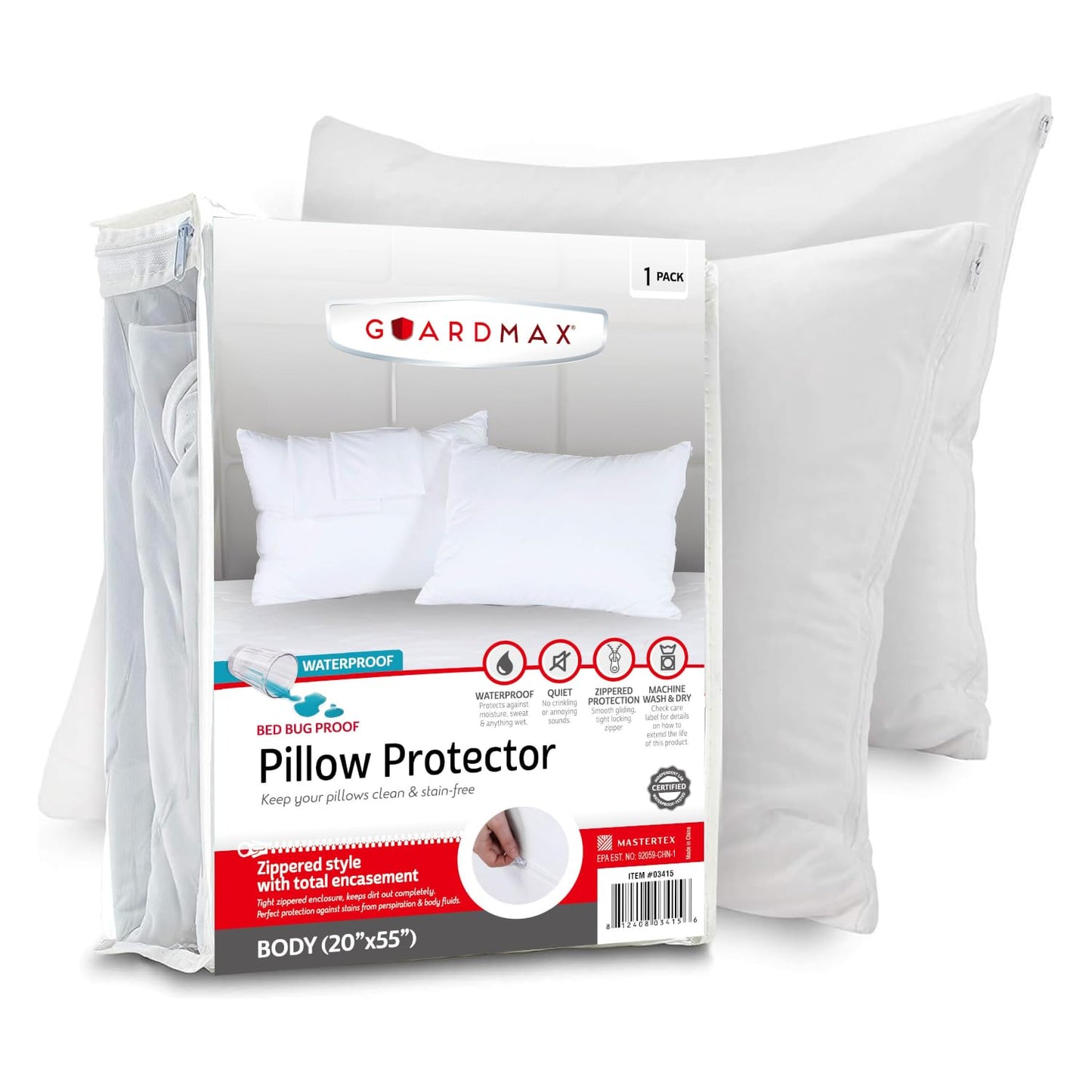 Waterproof Knitted Pillow Protector Zippered Bed Bug Proof Hypoallergenic Pillow Cover