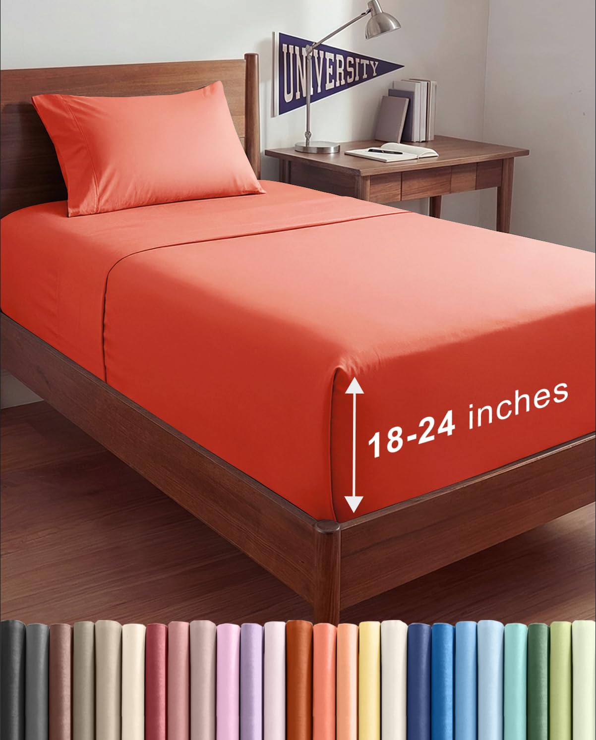 Bamboo Cooling Sheet Set Deep Pocket Breathable Bed Sheets 4 Piece