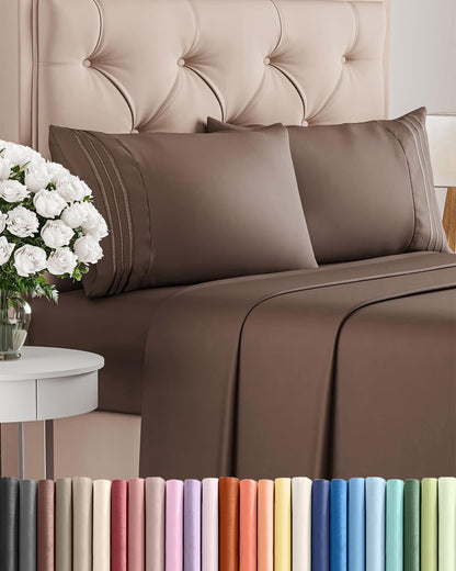 Cooling Sheet Set 4 Piece Ultra Soft Deep Pocket Breathable Bedding