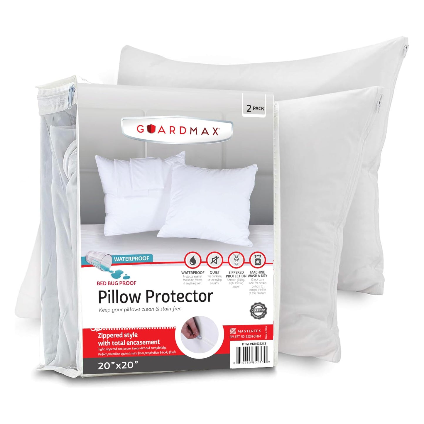 Waterproof Knitted Pillow Protector Zippered Bed Bug Proof Hypoallergenic Pillow Cover