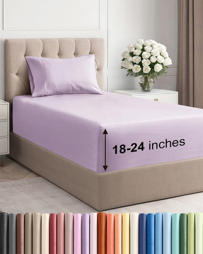 Bamboo Cooling Sheet Set Deep Pocket Breathable Bed Sheets 4 Piece