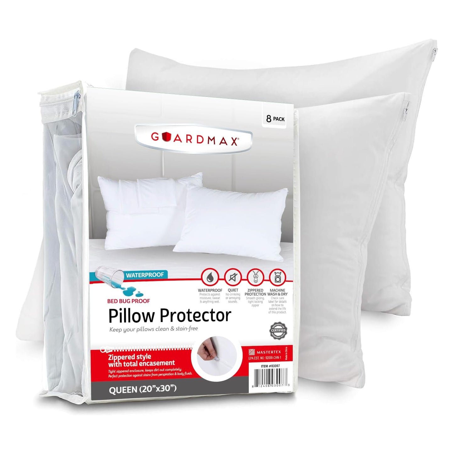 Waterproof Knitted Pillow Protector Zippered Bed Bug Proof Hypoallergenic Pillow Cover