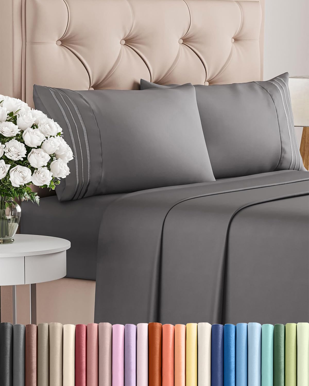 Cooling Sheet Set 4 Piece Ultra Soft Deep Pocket Breathable Bedding