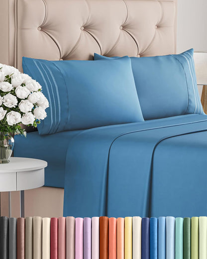 Cooling Sheet Set 4 Piece Ultra Soft Deep Pocket Breathable Bedding