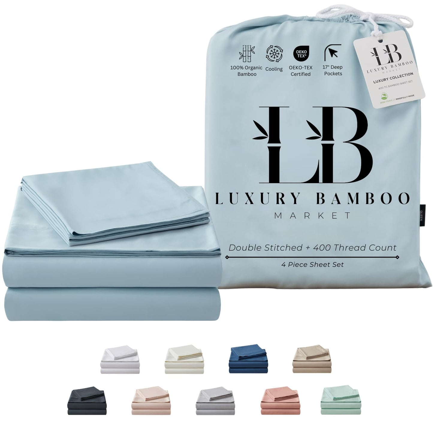Bamboo Full Sheet Set Cooling Deep Pocket Ultra Soft Bedding