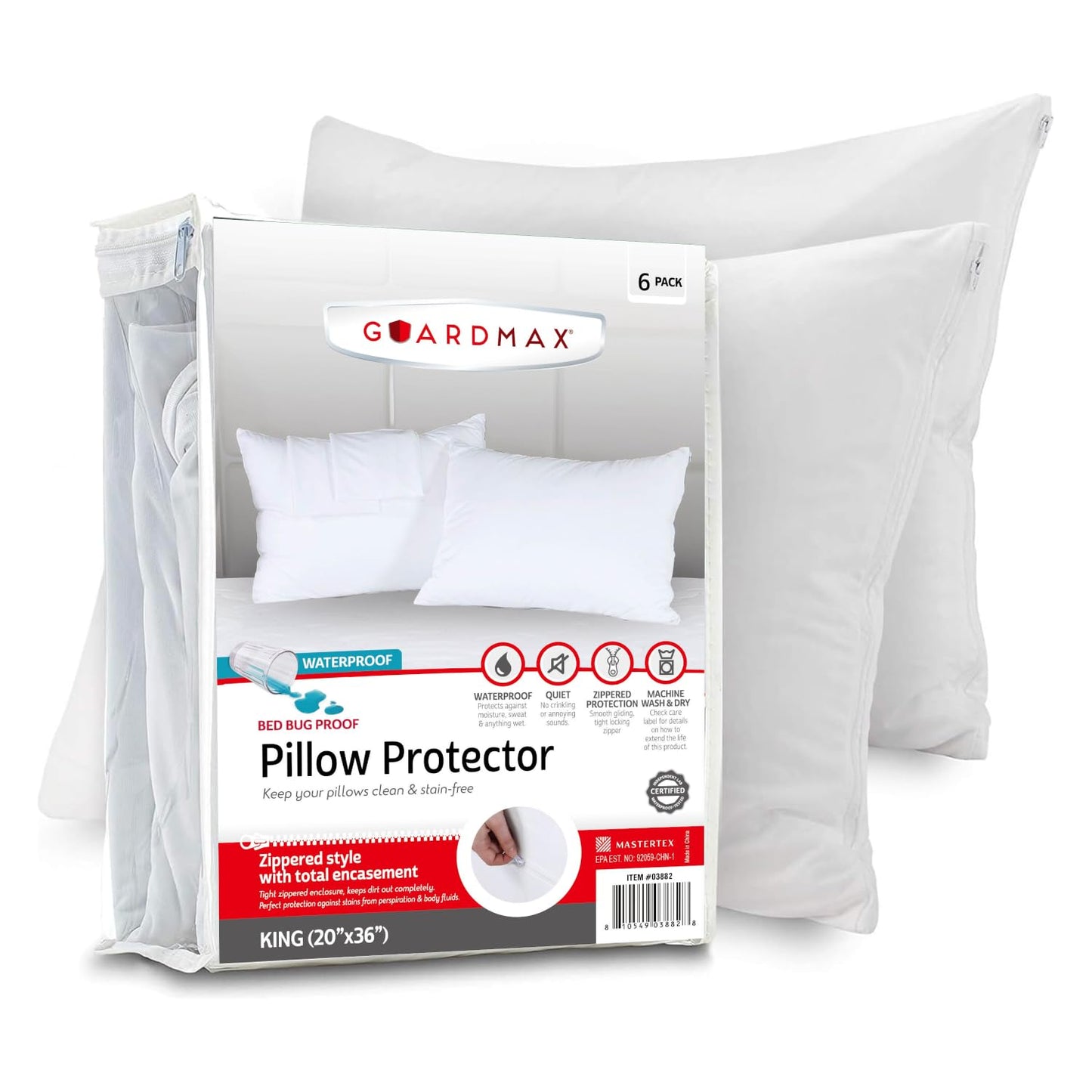 Waterproof Knitted Pillow Protector Zippered Bed Bug Proof Hypoallergenic Pillow Cover
