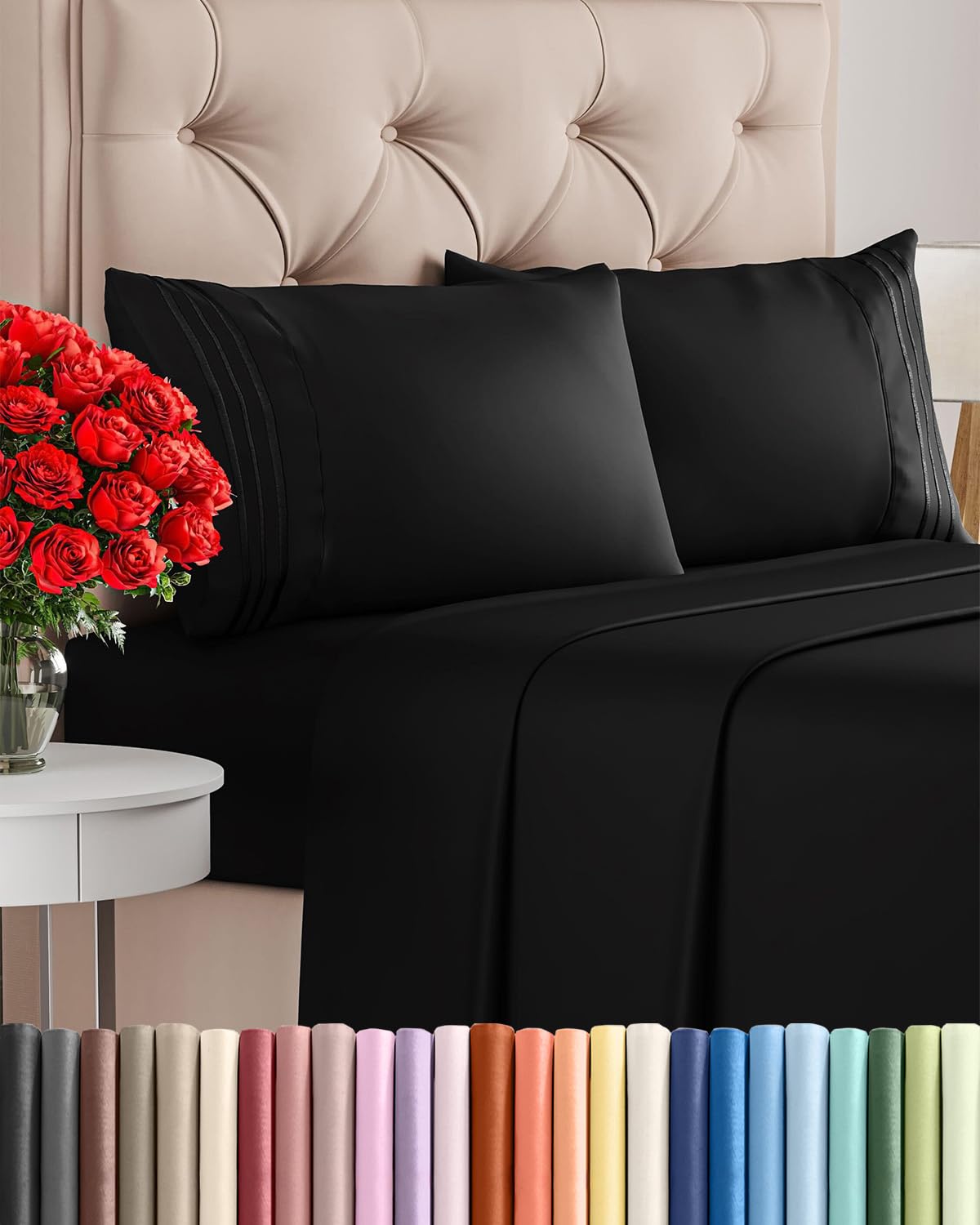 Cooling Sheet Set 4 Piece Ultra Soft Deep Pocket Breathable Bedding