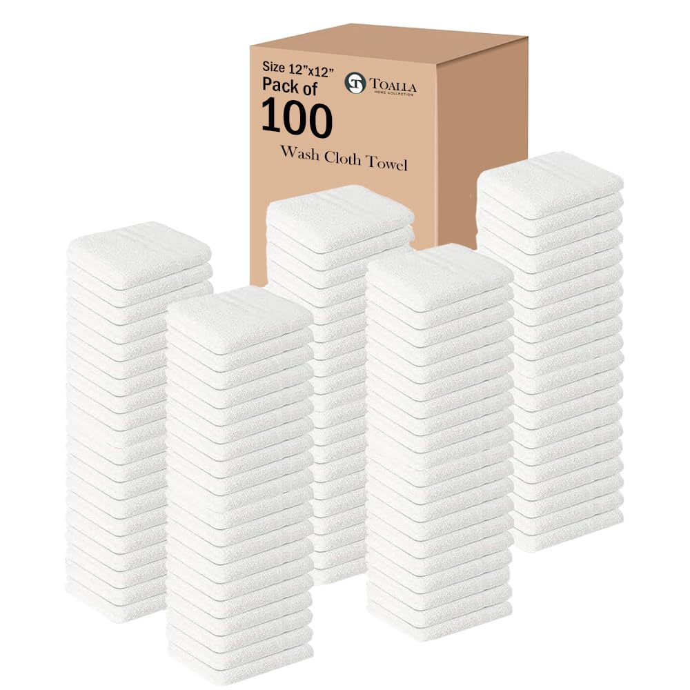 Cotton Washcloth Set 400 GSM Soft Face Body Towels 12x12 12 Pack