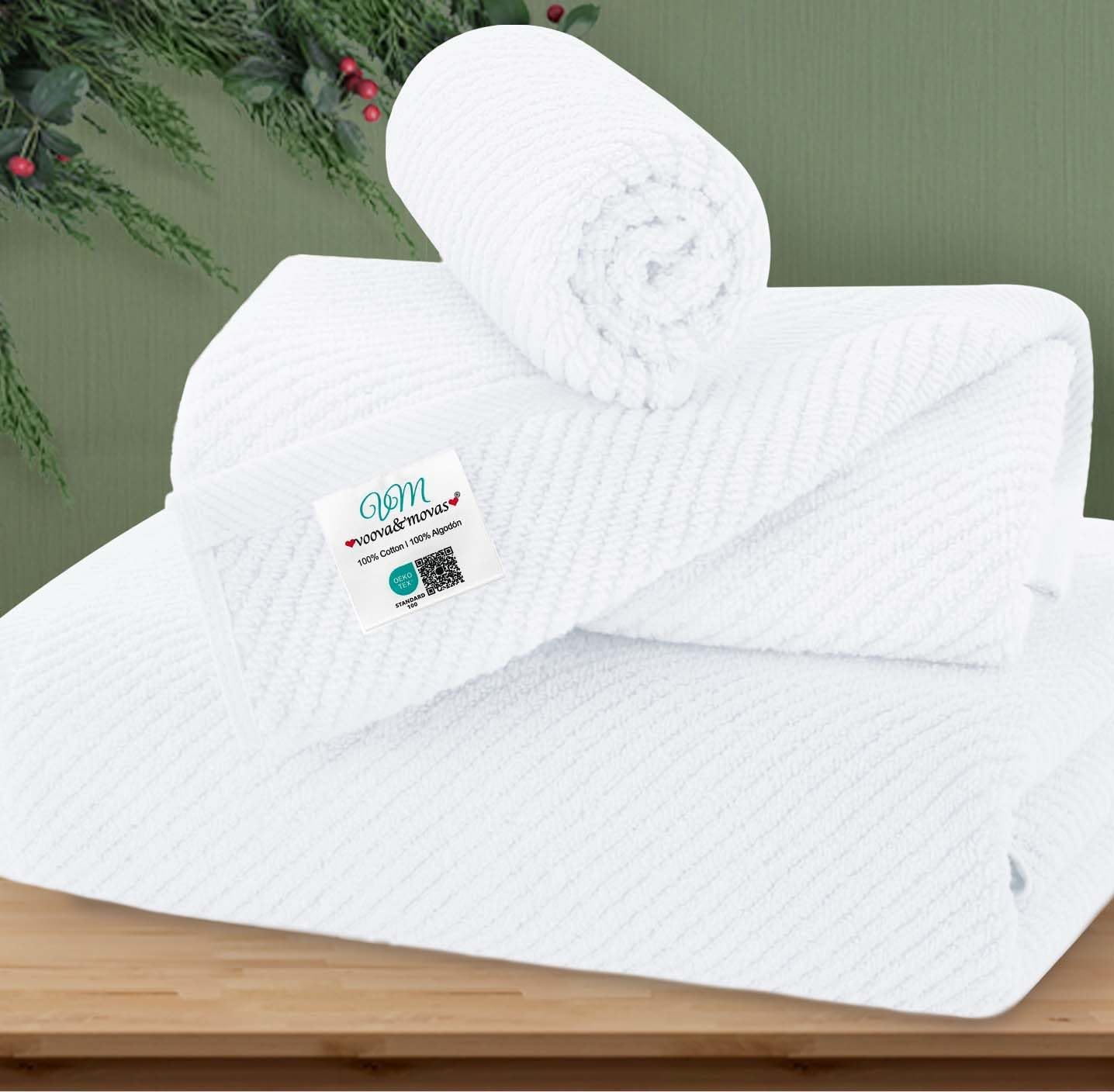 Cotton Bath Towel Set 6 Piece Soft Quick Dry Bathroom Towels Large Gift Set