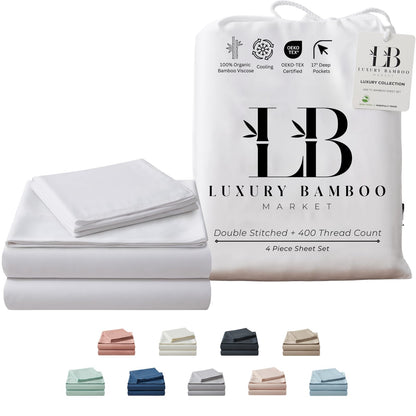 Bamboo Full Sheet Set Cooling Deep Pocket Ultra Soft Bedding