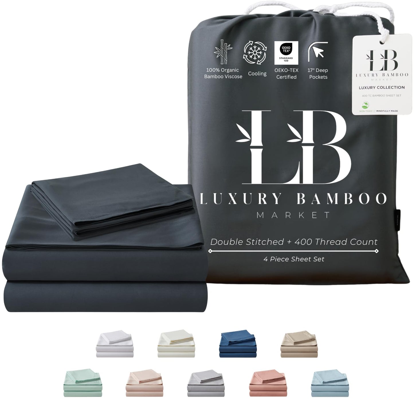 Bamboo Full Sheet Set Cooling Deep Pocket Ultra Soft Bedding