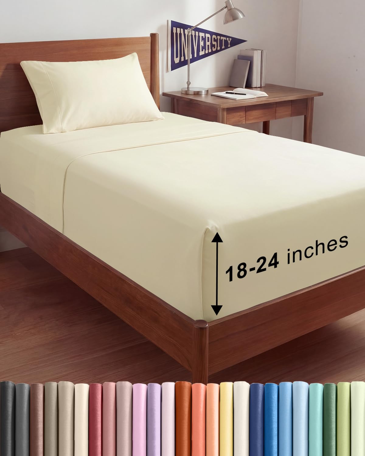 Bamboo Cooling Sheet Set Deep Pocket Breathable Bed Sheets 4 Piece