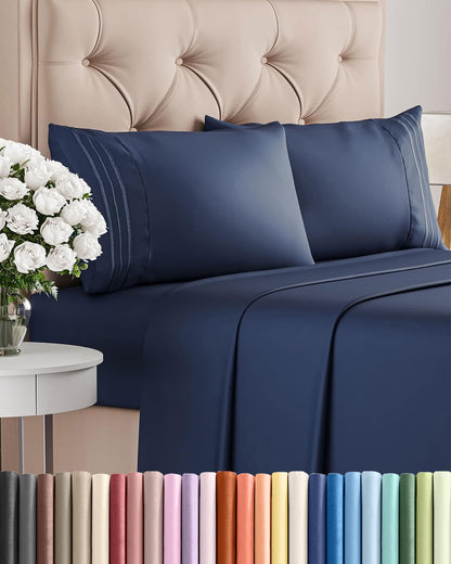 Cooling Sheet Set 4 Piece Ultra Soft Deep Pocket Breathable Bedding