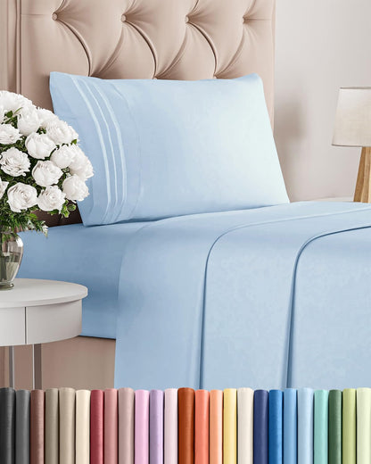 Cooling Sheet Set 4 Piece Ultra Soft Deep Pocket Breathable Bedding