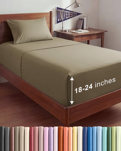 Bamboo Cooling Sheet Set Deep Pocket Breathable Bed Sheets 4 Piece