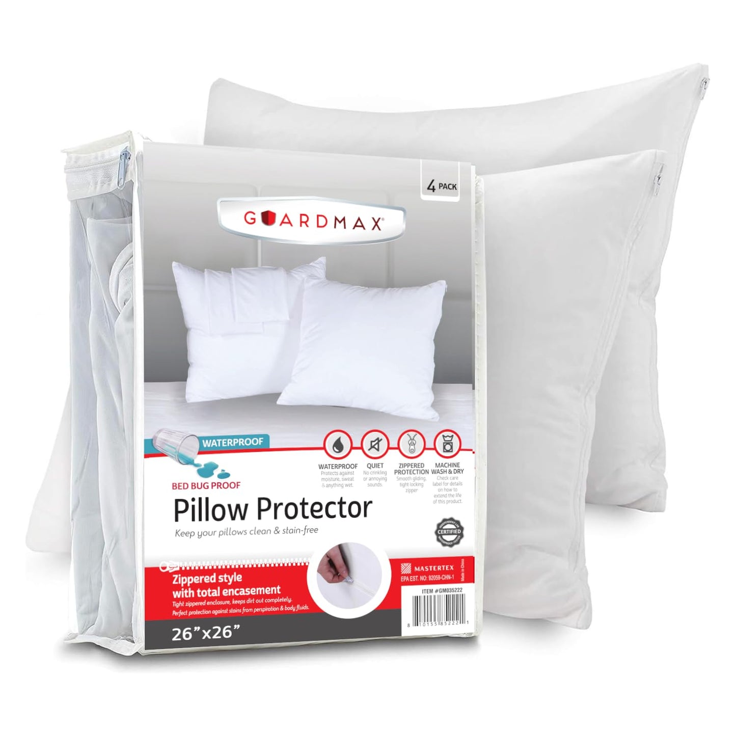 Waterproof Knitted Pillow Protector Zippered Bed Bug Proof Hypoallergenic Pillow Cover