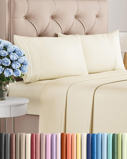Cooling Sheet Set 4 Piece Ultra Soft Deep Pocket Breathable Bedding