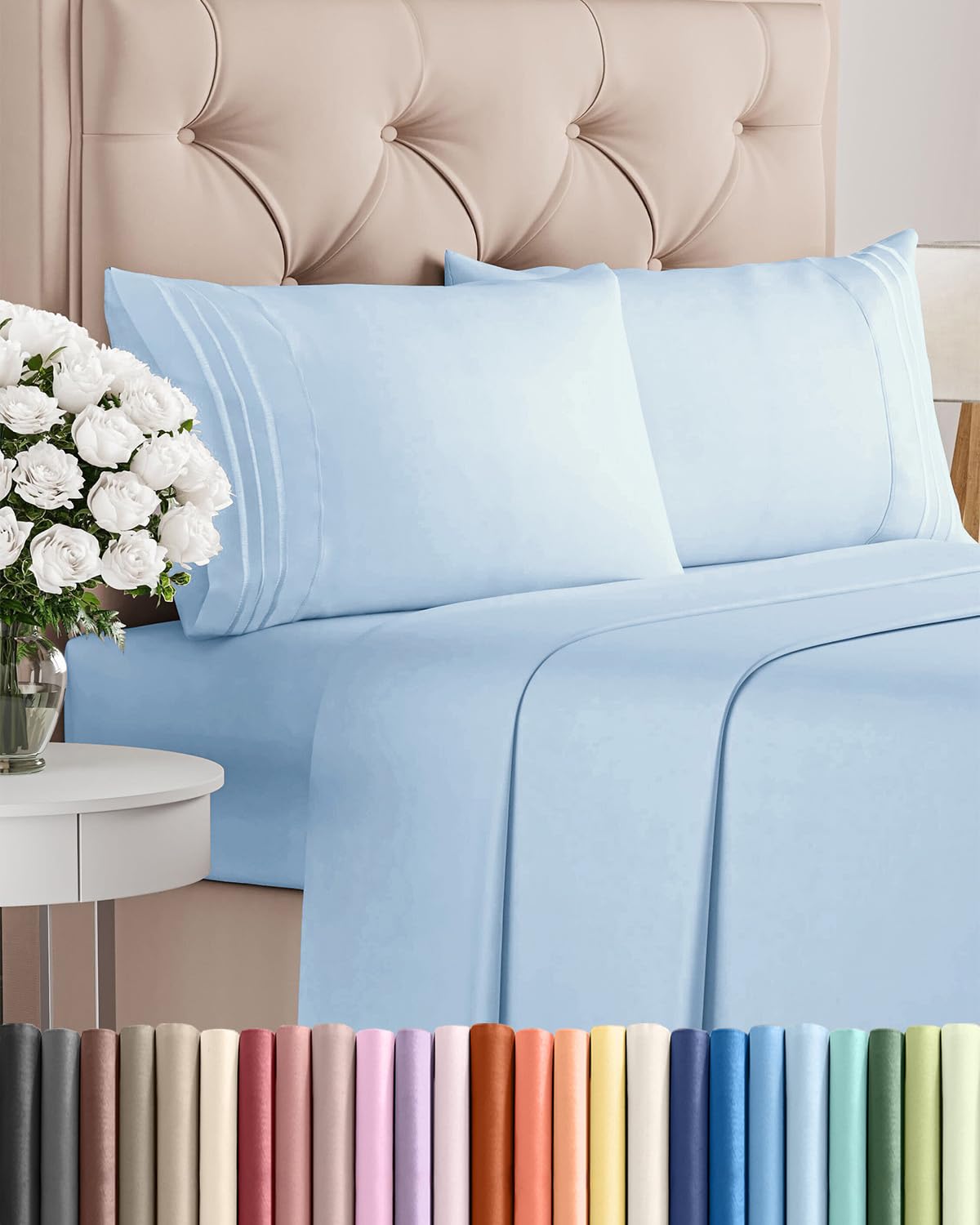 Cooling Sheet Set 4 Piece Ultra Soft Deep Pocket Breathable Bedding