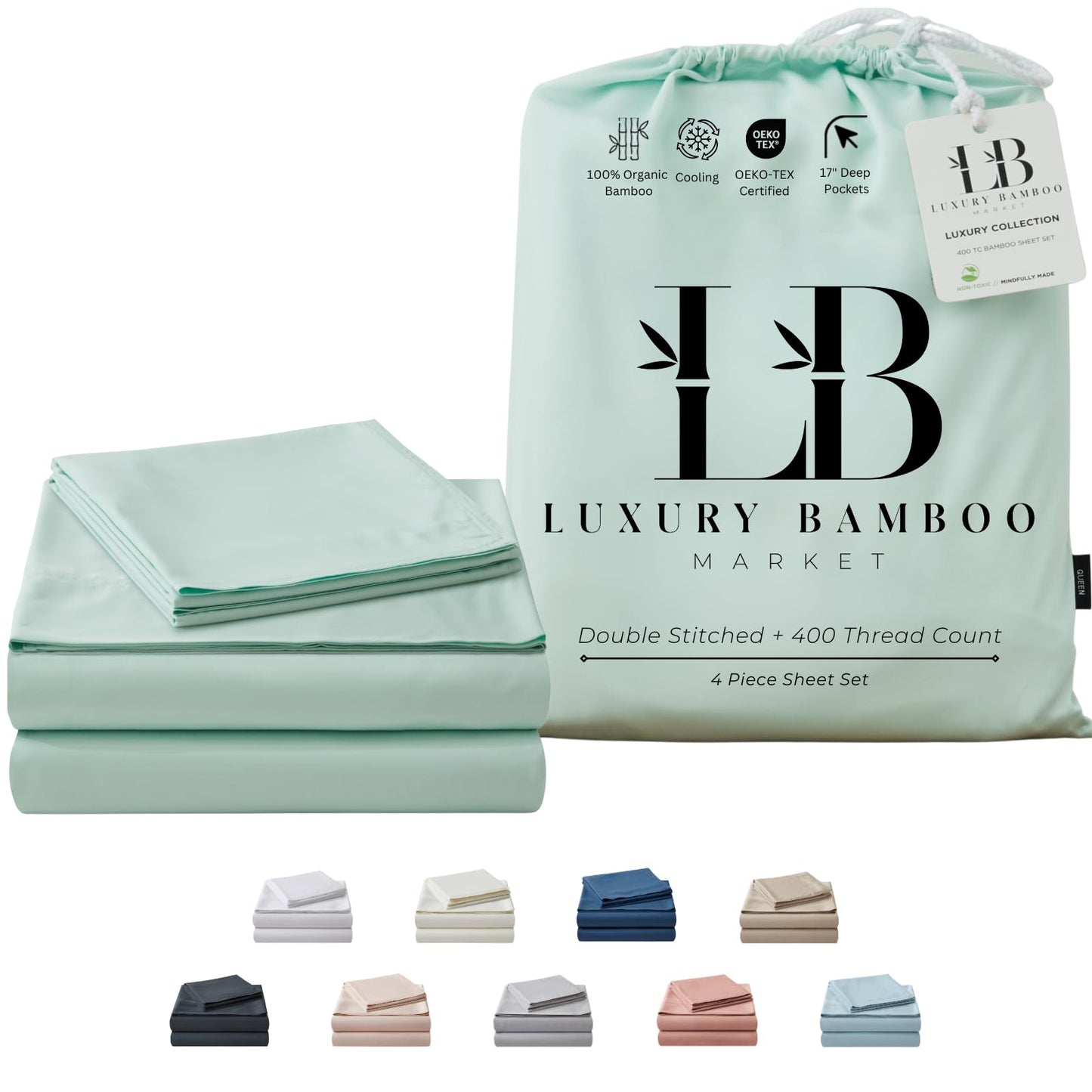 Bamboo Full Sheet Set Cooling Deep Pocket Ultra Soft Bedding