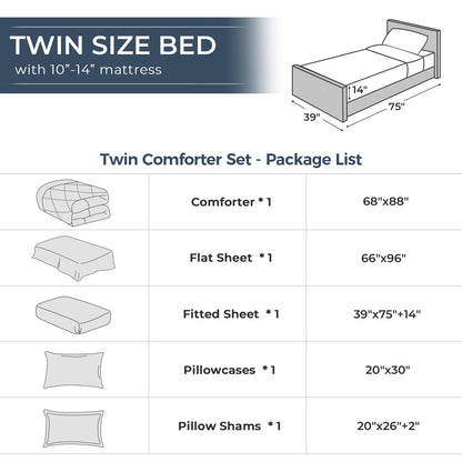 Comforter Set 7 Piece Bed in a Bag All Season Down Alternative Bedding