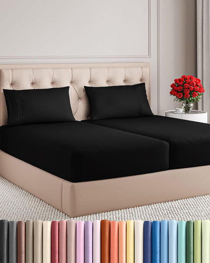 Cooling Sheet Set 4 Piece Ultra Soft Deep Pocket Breathable Bedding